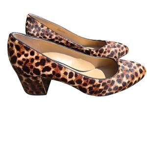 Talbots Leopard Calf-hair Block Heel Pumps Sz 9.5 Isa Classic